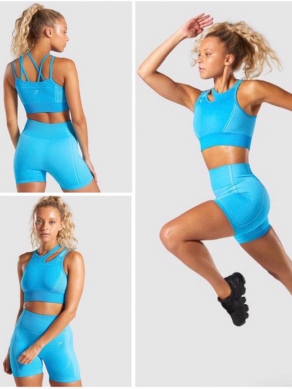 GYMSHARK Ultra Seamless asymmetrical sports bra and shorts set